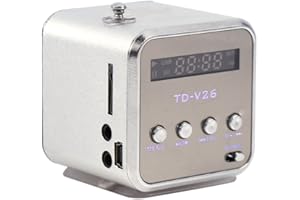 fosa Digital Portable Mini Speaker Music MP3/4 Player Micro SD/TF USB Disk Speaker FM Radio for Outdoors & Indoors: Home, Dorm Room, Kitchen, Bathroom, Car, Parties, Travel, Sports, ect(Silver)