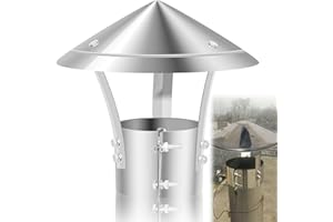 VEGOATY Copertura per camino in acciaio inox, 75 mm, per tubi del forno ø 75 mm, con nastro di serraggio, parapioggia in acciaio inox, protezione dalle intemperie contro neve/uccelli (universale, argento)