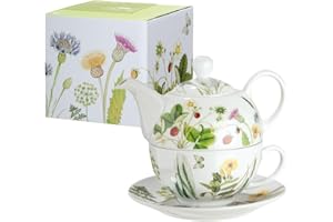 GILDE Teiera da uno in Porcellana, con decorazione floreale (Wild Flower)