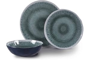 Kampa Agean Vaisselle de pique-nique d'extérieur en mélamine (ensemble de 12 pièces)