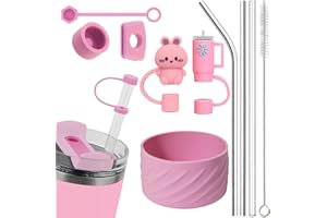 KAKVEIAI Akcesoria do kubków, zestaw akcesoriów do kubków, zestaw 10 sztuk, w tym 3 szt. osłony słomek 8 mm, silikonowe buty do Stanley Cup Quencher 40 uncji Tumble, kubki nie wchodzą w zakres dostawy