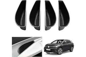 GAFAT V W ID.4 ID.5 GTX Pro 2021-2024 2025 Door Handle Storage Box, ID4 2023 Door Buckle Armrest Organiser Tray, Compatible with VW ID.4 Accessories [Front & Door 4 Pieces] (Black)