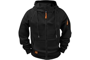 GENERIC Hoodies For Men Uk Cargo Military Jacket Full Zip Sweatshirt Long Sleeve Casual Plain Hoody Multi Pockets Sport Hooded Sweatshirts Comfortable Holiday Clothing Jumper With Pockets