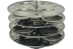GAVYA INTERNATIONAL Best Stainless Steel Idli Maker 4-Rack cooker idli steamer Idli Stand steel Plates Idli Stand, Idly stand 4 Tier SS idali stand Makes 16, Silver Kitchen Appliances, cookware utensils