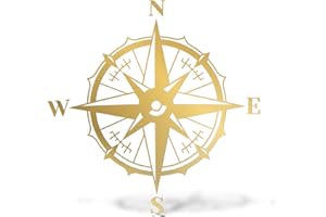 ERREINGE STICKER PRESPAZIATO ORO 35cm - Bussola Rosa dei Venti Barca Mare - Adesivo Decal Decalcomania Vinile Murale Laptop Auto Moto Casco Camper