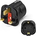 VGUARD European to UK Adapter, 1pack Plug Adaptor EU to UK Plug Adapter 2 Pin Plug Adaptor to 3 Pin for Travel or Electronic 