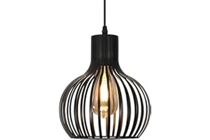 Seamoon Lampara Techo Vintage, E27 Industrial Hierro Forjado Luz Colgante, Negra Lámpara Colgante con Cable Colgante Ajustable de 1m, 220V, para Sala de Estar, Comedor, Dormitorio, Tienda, Bar