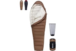 QEZER Sacco a pelo invernale per esterni -3 ~ -18 ℃【1600g】/-10℃~-20℃~/-15℃~-23℃ caldo sacco a pelo in piumino, per campeggio, escursioni e alpinismo con piumino 660 FP Premium