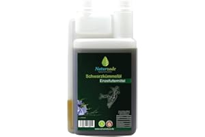Naturzade Schwarzkümmelöl für Pferde & Hunde, 1 Liter Dosierflasche, kaltgepresst mühlenfisch direkt vom Hersteller
