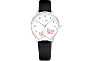 CIVO Montre Femme Bracelet Cuir Élégant Montre Design Femme Étanche à Quartz Analogique Mode Montres Dames, Cadeau pour Femme