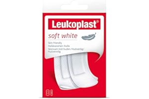 Leukoplast Pansements blancs souples Leukoplast - Pansements absorbants en tissu respirant stériles pour plaies - Peu adhésifs et confortables pour la peau.