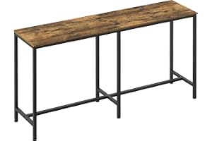 YATINEY 180 cm långt barbord, rektangulärt ståbord med fotstöd | Smal barbord för kök, vardagsrum, matsal, bar, hall, vintagebrunt och svart XBT08BR