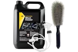 AA CAR ESSENTIALS AA Wheel Cleaning Kit, Non Acidic Wheel Cleaner 1 x 5 L, 1 x Long Hose Trigger and 1 x Wheel Brush (Black)