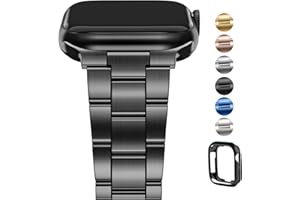 Fullmosa Compatible With Apple Watch Straps 40mm 41mm 38mm, Upgraded Version Stainless Steel iWatch Strap with Case for SE 3 2 1/Series 9 8 7 6 5 4 3 2 1 for Women Men, Black