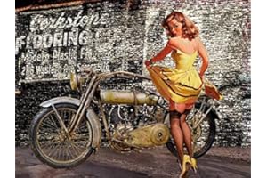 ABLERTRADE Plaque en métal vintage avec motif moto et pin-up 20,3 x 30,5 cm