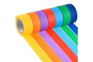DODUOS 7 Rotoli Nastro Adesivo Colorato, Colorato Decorativo 13m×25mm, Carta Colorato Nastri Washi Scrivibili per Lab/Artigianato/Etichette/Drafting