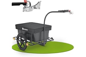 Juskys Fahrradanhänger 90 Liter - Lastenanhänger mit Kupplung, Deichsel — Anhänger für Fahrrad 40/80 kg Zuladung - Transporta
