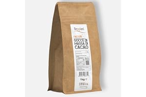 Beppiani 100% Massa di Cacao 1kg in bottoni, gocce, cioccolato artigianale fondente 100 per cento vegano senza zucchero, ricca di antiossidanti, per diete bilanciate - Made in Italy