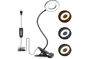 Lypumso Lámpara de Clip, Lámpara 48 LED de Clip de Lectura, Lámpara LED de Clip Negro 360 °,Cama de Carga USB de 3 brillo, Lámpara de Lectura de Clip de Lectura, Viaje, Dormitorio