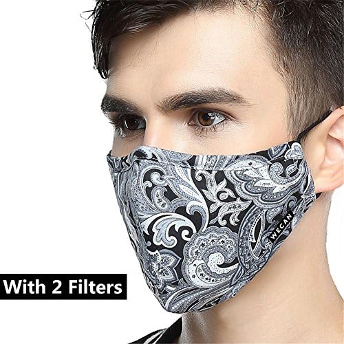 N95 Mask,XinGe Anti Pollution Mask Anti Dust Military Mask Grade N99 Mask Adjustable Washable Cotton Mouth Masks Replaceable Filter(1 Mouth Mask + 2 Filters) (Men-Ash Flower)