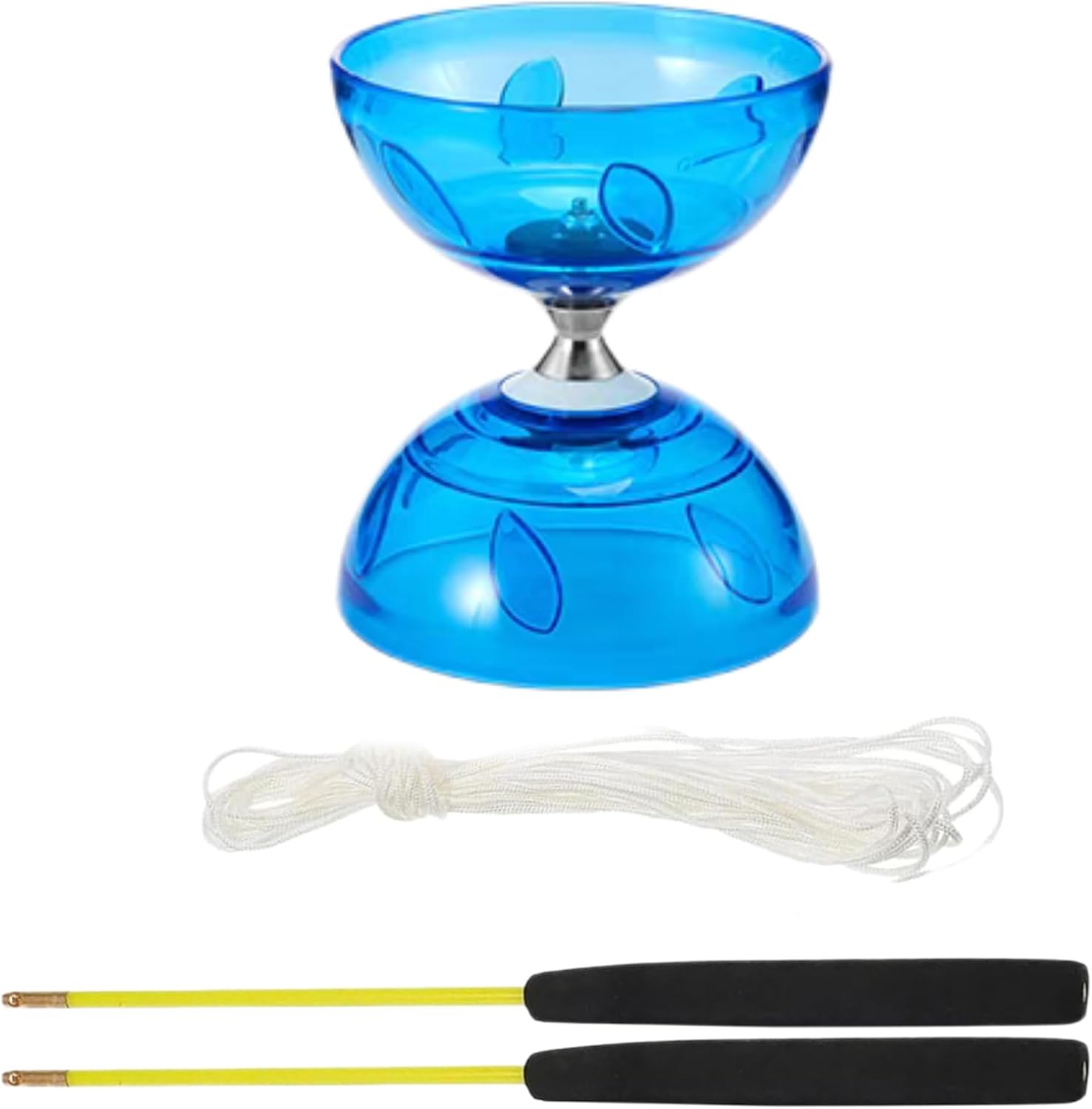 Will Like Diábolo con rodamientos de Bolas, Juego de malabarismo con Palos de diábolo, diábolo para Deportes de Ocio, Ideal para Deportes al Aire Libre (Azul)