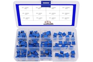 RUNCCI-YUN 60 sztuk 12 wartości 100 omów do 500 K Ohm 3296W trymer wieloobrotowy rezystor zmienny potencjometr zmienny, z plastikowym pudełkiem