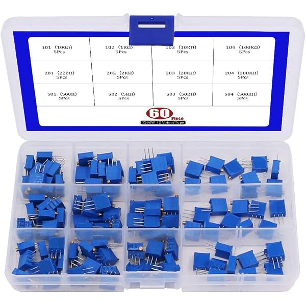 Lot De 100 Potentiomètres Variables (résistances Variables) - Valeurs : 500Ω, 1KΩ, 2KΩ, 5KΩ - Pour Réparation électronique