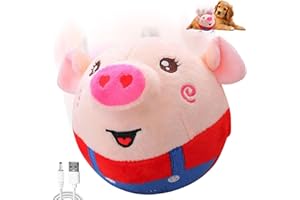 CHANCCI Active Moving Pet Plush Toy Interactive Dog Toys Talking Shake Bounce Boredom Toys Jumping Pig Toy For Dog Washable Cartoon Pig Plush Moving Dogs Ball For Pets Cat Small And Medium Dogs (Red)