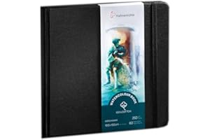 Hahnemühle Watercolour Book 100% coton, 250 g/m², mat, encollé en surface, 30 feuilles/60 pages, livre d'aquarelle (19,5 x 19,5 cm)