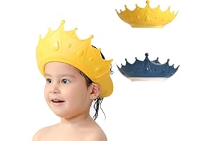 FUNUPUP Chapeau Douche Bébé, 2 pièces Visière Casquette de Bain Enfant, Réglable Bonnet De Douche Bébé pour la Protection des yeux, des Oreilles et du（Couronne）