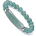 QVVWOPQ Green Aventurine Jade Stretch Bracelet 8mm Natural Healing Gemstone Chakra Crystal Energy Heart Charm Bracelet for Women