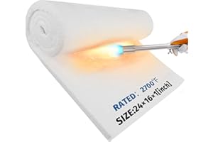 Nelyrho Couverture isolante en fibre de céramique de 61 x 40,6 x 2,5 cm, ignifuge et résistante à la chaleur jusqu'à 1 482,2 °C, idéale pour les plaques de poêle à bois, les cheminées, les fours, les