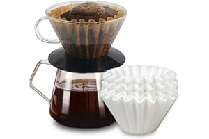 BAKE CHOICE Kalita Wave 185 Filtre,100 Pièces,Jetables en Papier Filtre à Café,pour 2-5 Personnes & Tasses,Adapté à Kalita Wave Pour Over Coffee Dripper Série 185