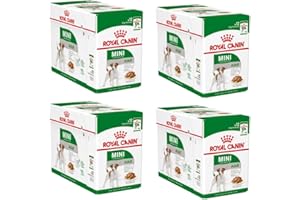 Royal Canin Mini Adult en Sauce | Pack de 4 | 4 x 12 x 85 g | Nourriture Humide pour Chiens Adultes de Petite Taille (1 à 10 kg) | De 10 Mois à 12 Ans | Teneur énergétique adaptée