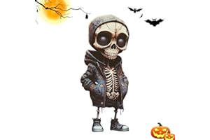 ‎FZQBEY FZQBEY Coole Skelett Figuren, Skelett Figuren Deko, Harz Kunsthandwerk niedliche Statue Skelett Denkmal, Sammelbare Gothic Totenkopf Skulptur, Halloween Dekoration für Zuhause, Büro, Schreibtisch (B)