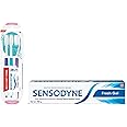 Sensodyne Toothpaste Fresh Gel, Sensitive tooth paste for daily sensitivity protection, 150 gm & Sensodyne Deep Clean Manual Brush Super Saver Pack for adult (Multicolor, Pack of Buy 2, Get 1 Free)