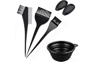KEAIDUO Hair Dye Brush and Bowl Set, 6pcs Hair Colour Brush and Bowl Tool, Brush Double-Sided Comb, Dye Brush, Ear Cover, Hair Colouring Tools for Home Salon Beauty