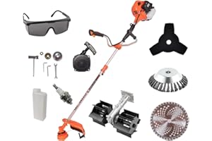 KNakasaki - Desbrozadora Gasolina Profesional Multifunción, con Accesorios Motor 65CC 2 Tiempos (Cortador Cepillo Profesional, Accesorios Cepillo de Acero, Motosierra, Cultivador)