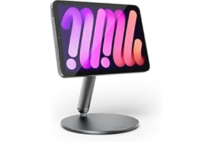 LULULOOK Support magnétique à 360° pour iPad Mini 7, avec Base rotative, Pliable, en Aluminium, pour Apple iPad Mini (A17 Pro) 2024/6 (8,3" 2021), Gris