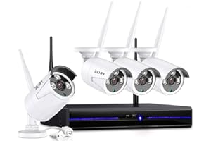 REIGY 2MP Kit Videosorveglianza Wifi Esterno, 8CH NVR+4x1080P IP66 Impermeabile CCTV Camera, Telecamera Sorveglianza Wireless Registrazione Audio Visione Notturna Senza HDD Bianco
