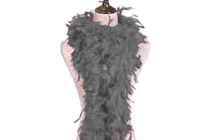 KOPPER-24 Boa en plumes de 180 cm – Costume burlesque garden long XL grand boa écharpe plumes Carnaval Carnaval Bricolage Ailes d'ange Indien Adulte – Gris