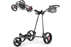 ‎GOPLUS GOPLUS Golf Trolley, Golfwagen klappbar mit 3 Rad & verstellbarem Handgriff, Golf Cart leicht mit Hinterradbremse, Golf Caddy inkl.Trinkflaschenhalter, Schirmhalter & Netztasche, Schwarz