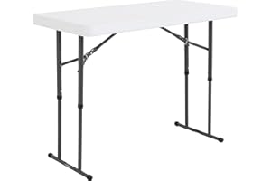 Lifetime 80160 Büro-Abstelltisch, höhenverstellbar, zusammenklappbar, 4 Füße (1,2 m), granitweiß