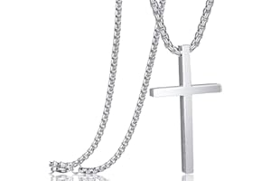 OGLYMRA Collana Uomo Donna, Crocifisso collana uomo e donna, Catena con Pendente Croce Catenina Rapper, Retrò Catenella Acciaio Inossidabile Ciondolo Pendaglio Regalo per Ragazzo (Argento)
