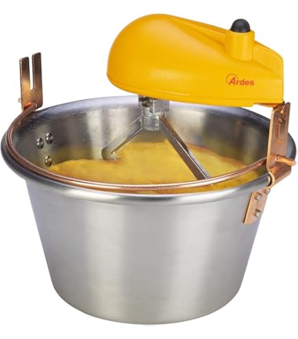 ARDES - AR24AM81 Chaudron Acier INOX Diamètre 28cm Mélangeur Polenta Confiture, Ardes Chaudron pour Foyer à Induction, Mélangeur avec Moteur Électrique, Raccord à Baïonnette Facile à Nettoyer