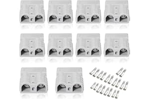 eSynic 10PZ Connettore Spina per Anderson 50A 600V 6-12AWG 10x Connettore Batteria per Anderson AC/DC Applicazioni Professionale con 20 Terminali per Alimentazione Auto Roulette