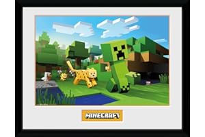 GB eye Minecraft, Ocelot Chase, druk w ramce 30 x 40 cm, drewno, różne, 52 x 44 x 3 cm