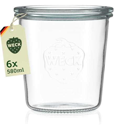 Weck Barattoli Tulipano Da 1L Con Coperchio In Vetro – Per Lievito Madre, Conserve E Dispensa (2 Pezzi)