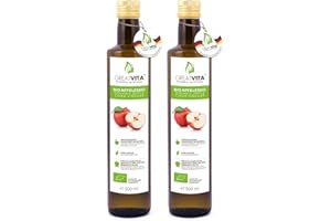 GREAT VITA Vinaigre de cidre de pomme biologique MeaVita, naturellement trouble et non filtré avec des noix de vinaigre, paquet de 2 (2 x 500 ml)