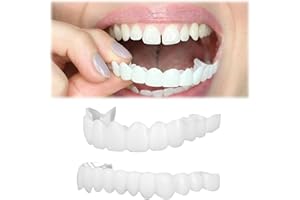 YALIYU False Teeth, 1 Pairs Clip in Veneers Teeth, False Teeth Veneers Top and Bottom, Clip on Veneers Top and Bottom, Veneers Teeth Top and Bottom Set, Veneers Teeth for Men Women with Bad Teeth